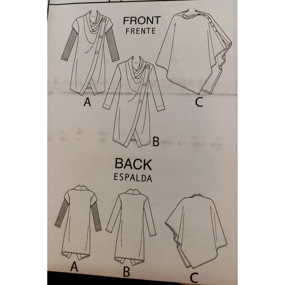 Misses/Women's Sweater Coats & Poncho Sewing Pattern McCall's M7262, Loose Fit - Picture 2 of 5